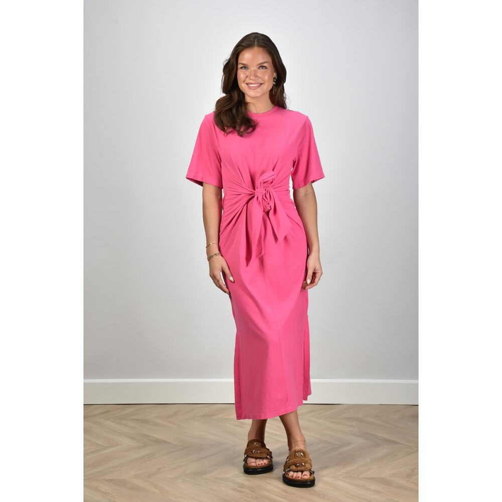 Xirena Tianna Maxi Dress Pink Cotton Slit Tie Front Size S - Picture 2 of 14